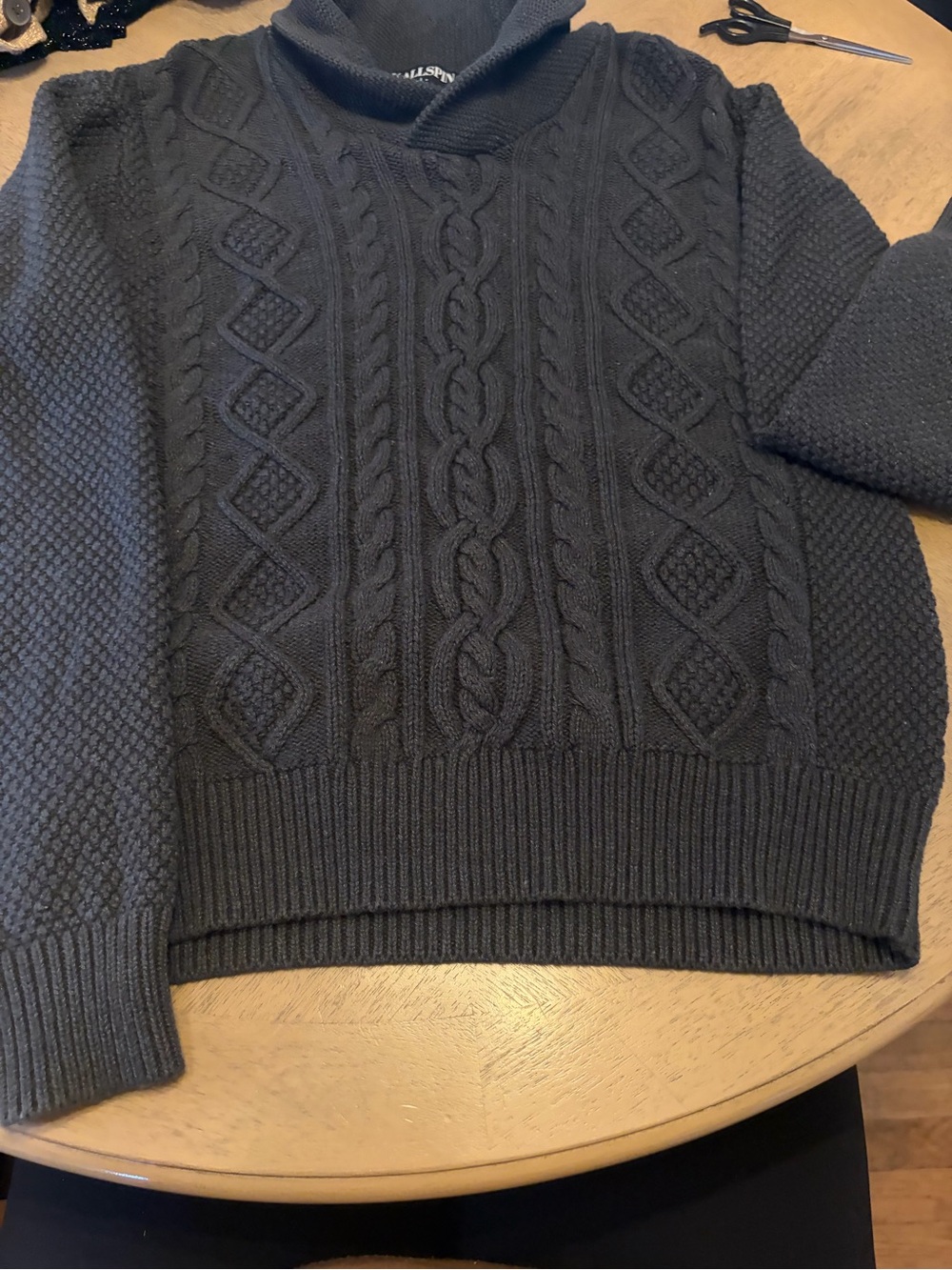 Classic Black Cable-Knit Turtleneck Sweater